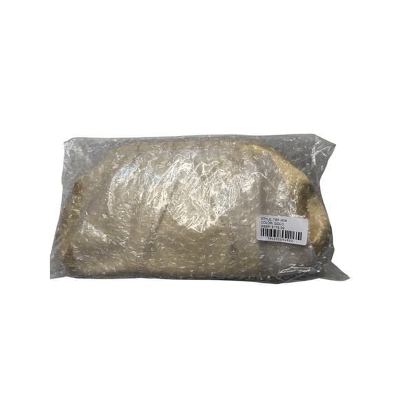 Badgley Mischka Gold Floral Satin Crossbody Clutch – Crystal & Pearl Embellished - Picture 5 of 5